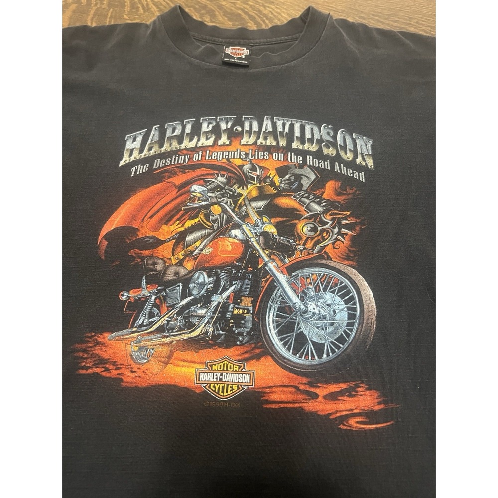 VTG 1999 Harley Davidson Destiny of Legends T Shirt L Charleston WV Knight Flame